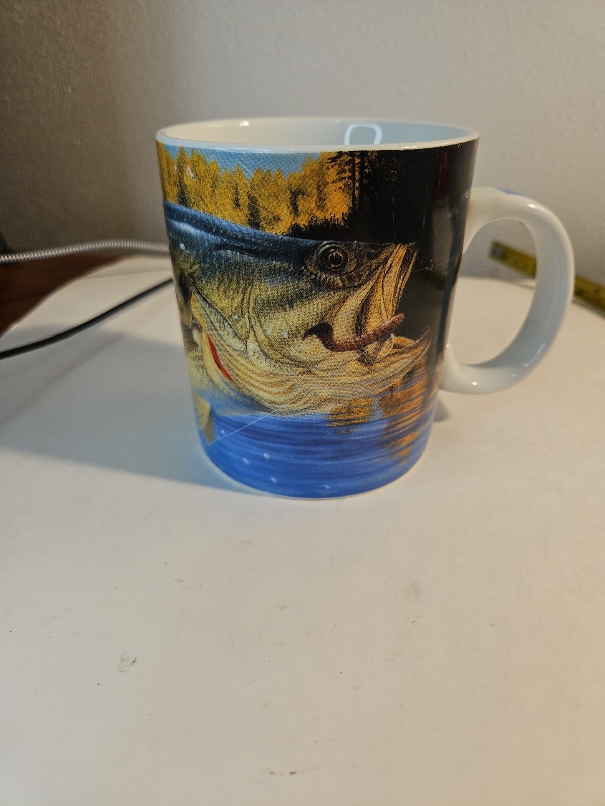 Prime Time Fred W. Thomas Coffee Mug Cup Fish Bass Fishing Nature 2010 Signed