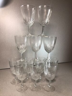 Set of 12 Vintage J.G.Durand France Diamant Blown Crystal Stemware NIB
