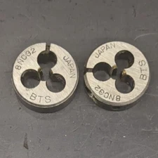 2 BTS 8-32 NC Round Dies 13/16" OD Screw Adjustable Die Carbon Steel Japan