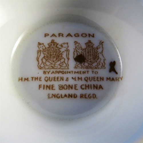 Peach with Gold Garland and Excotic Bird Center Paragon Tea Cup and Saucer Set - Picture 5 of 6