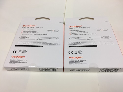 2pk Spigen DuraSync 60W USB C - USB C Fast Charging Cable Power Delivery 4.9 ft - Picture 2 of 6