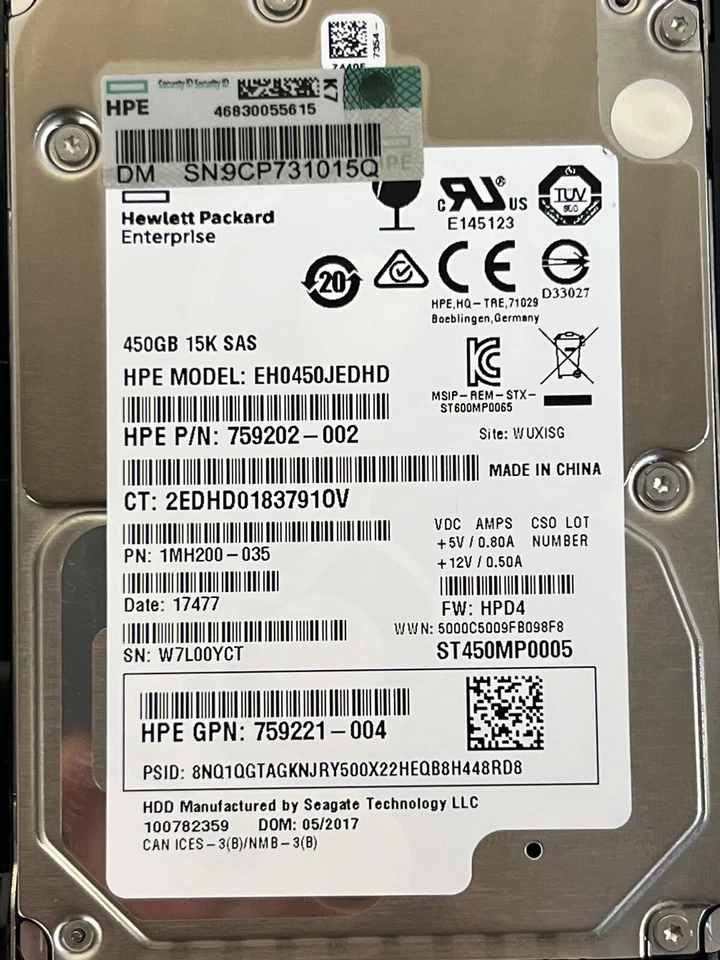 HPE 450GB 15K 12Gb/s SAS 759210-B21 759547-001 2.5 SFF HDD 12G SAS3 G8 G9 G10 SC - Image 4 of 4