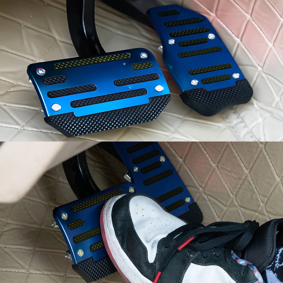 Cubierta de pastillas de pedal de freno de gas automático accesorios para automóviles antideslizantes azules EE. UU.◮ Foto 4 de 4