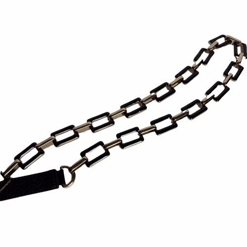 Womens Black Gold Chain Belt Medium Large Rectangular Links Mod Retro Preppy - Picture 7 of 7