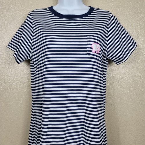 Ivory Ella T Shirt Dress Womens Sz M Blue White Striped Short Sleeve Pocket - Bild 3 von 8