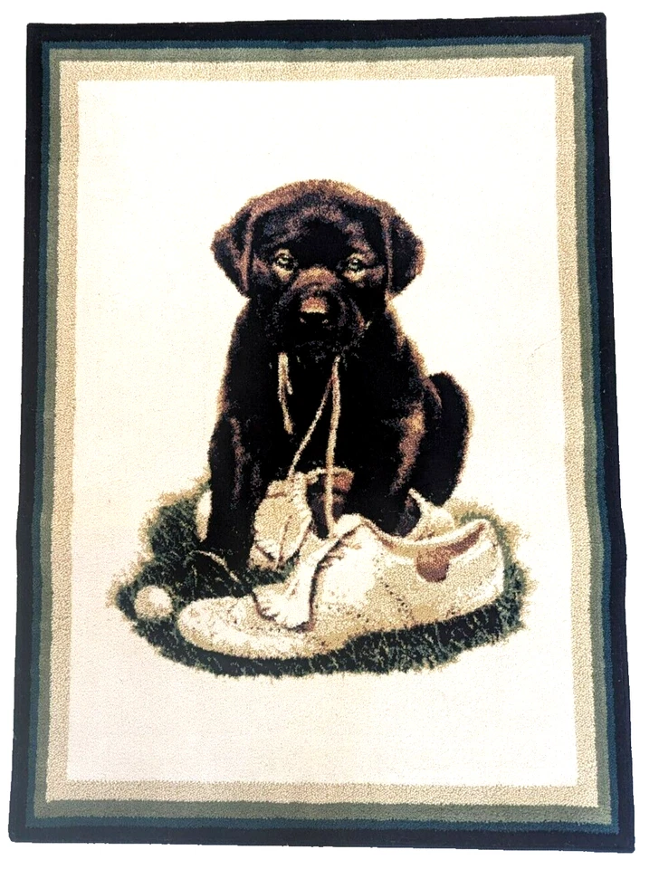 Puppy And An Old Shoe Rug 1996 Phillip Crowe Collection By Shaw Rugs 3.3x4.8ft - Image 2 of 4