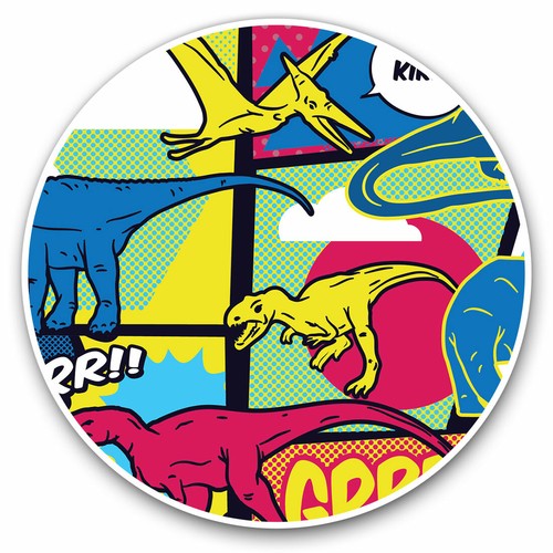 2 x Vinyl Stickers 20cm - Dinosaur Comic Book Dino T-Rex Cool Gift #14679 - Afbeelding 1 van 9