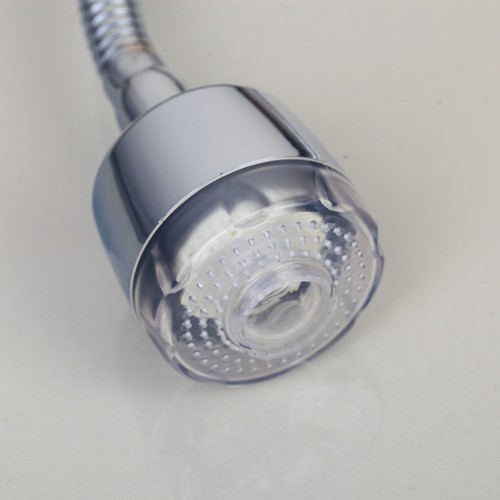 Grifo rociador extraíble de cocina LED de un solo mango mezclador grifo montaje en cubierta cromado - Imagen 7 de 9