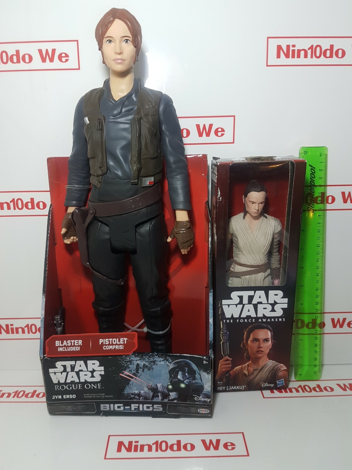 Star Wars Rouge One JYN ERSO Big-Fig 18'' Tall Toy with Blaster  + REY (JAKKU)
