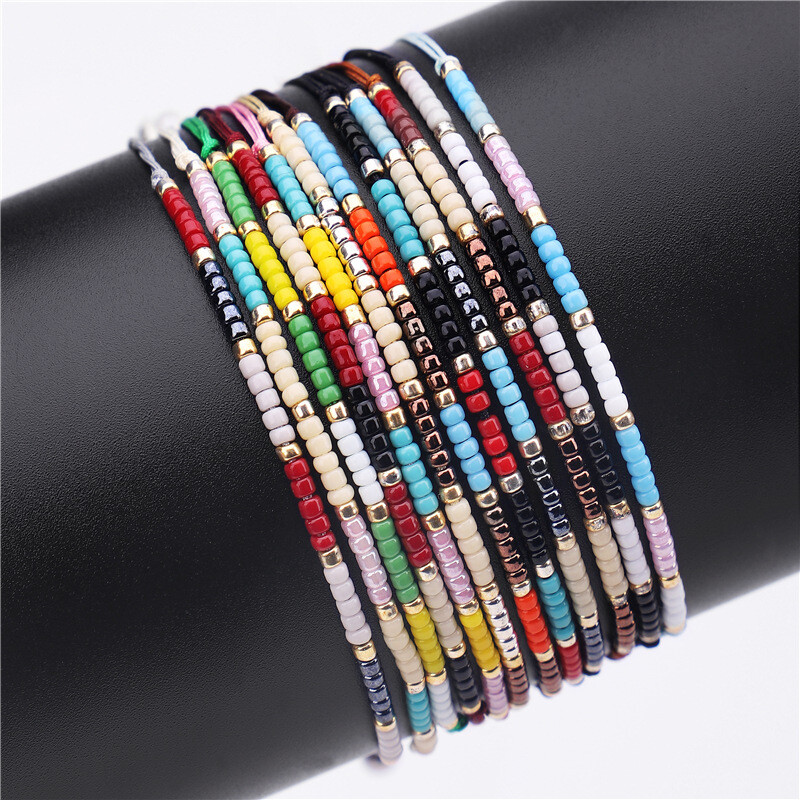 12pcs Minimalist Colorful Beaded Bracelet Boho Style Crafted Small Beads  Design