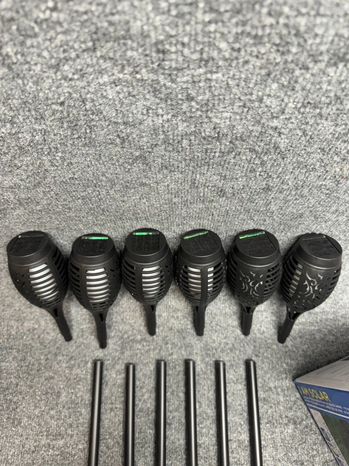 Alpine Solar Torch Flame Pathway Light with Yellow LEDs, Set of 6 - QMC250SLR-6 - Image 4 of 4