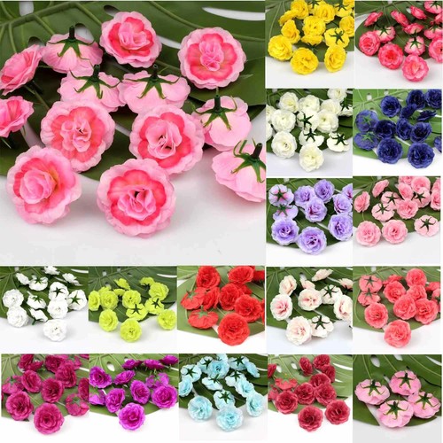 70/100P Fake Flower Heads 1.5" Lot Artificial Silk Small Rose Wholesale