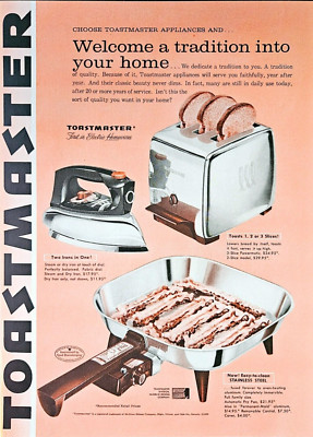 1959 Toastmaster toaster ad vintage kitchen appliance fry pan iron advertisement
