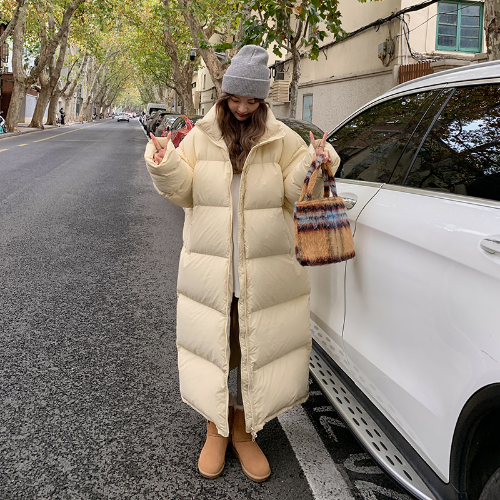New Warm Long Down Jackets Women Loose Stand Collar Scarf Puffer Jacket Parkas - Picture 12 of 23