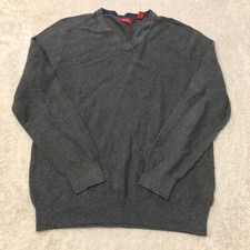IZOD Sweater Mens Small Gray V Neck Knit Pullover