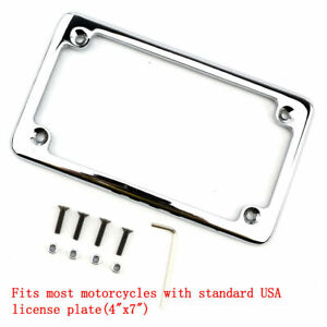 Carbon Motorcycle License Plate Frame for 7" x 4" Motorcycle Plates Chrome Frame 