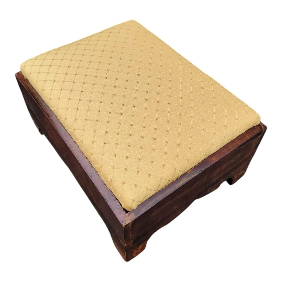 Antiguo reposapiés Imperio del siglo XIX - Recién tapizado y restaurado Foto 3 de 4