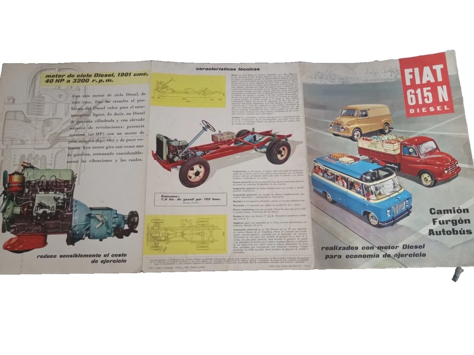 Folleto Fiat 615 Diesel Vintage Edición Española, Impreso en Italia - Imagen 4 de 4