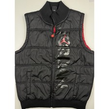 Nike Air Jordan Youth Black Red Puffer Vest Size Medium 10-12 Jumpman