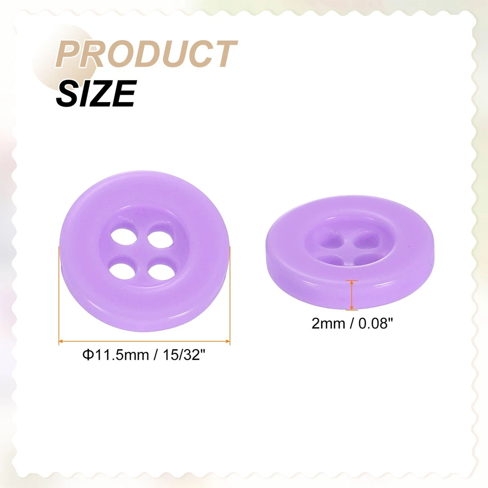 30 botones de costura 18L 15/32" resina redondos planos 4 agujeros botones artesanales, púrpura Foto 2 de 4
