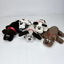 Vintage Tonka Pound Puppies Lot Of 5 White Brown Gray Black Dog w Collar 80s