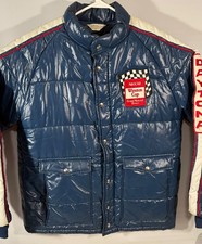 VTG 70s 80s Daytona Winston Cup Nascar RJ Reynolds Racing Puffer Jacket XL Blue