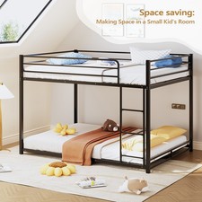 Low Metal Full-Over-Full Bunk Bed Built for Comfort Safety for Boys Girls Junior