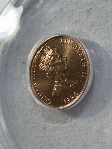 1990 Isole Cayman 1 centesimo classificato MS 65 RD di ANACS - Foto 7 di 8