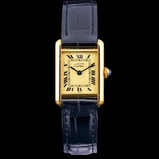 Cartier Tank Must Small 20x28mm Lemon Dial Gold Vermeil Quartz Ladies Watch