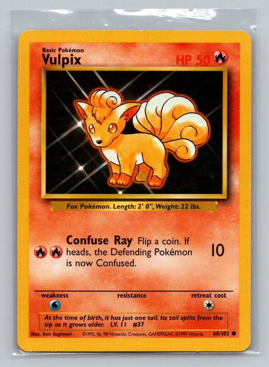 Vulpix 68/102 Common Base Set Unlimited Pokemon Moderately Played