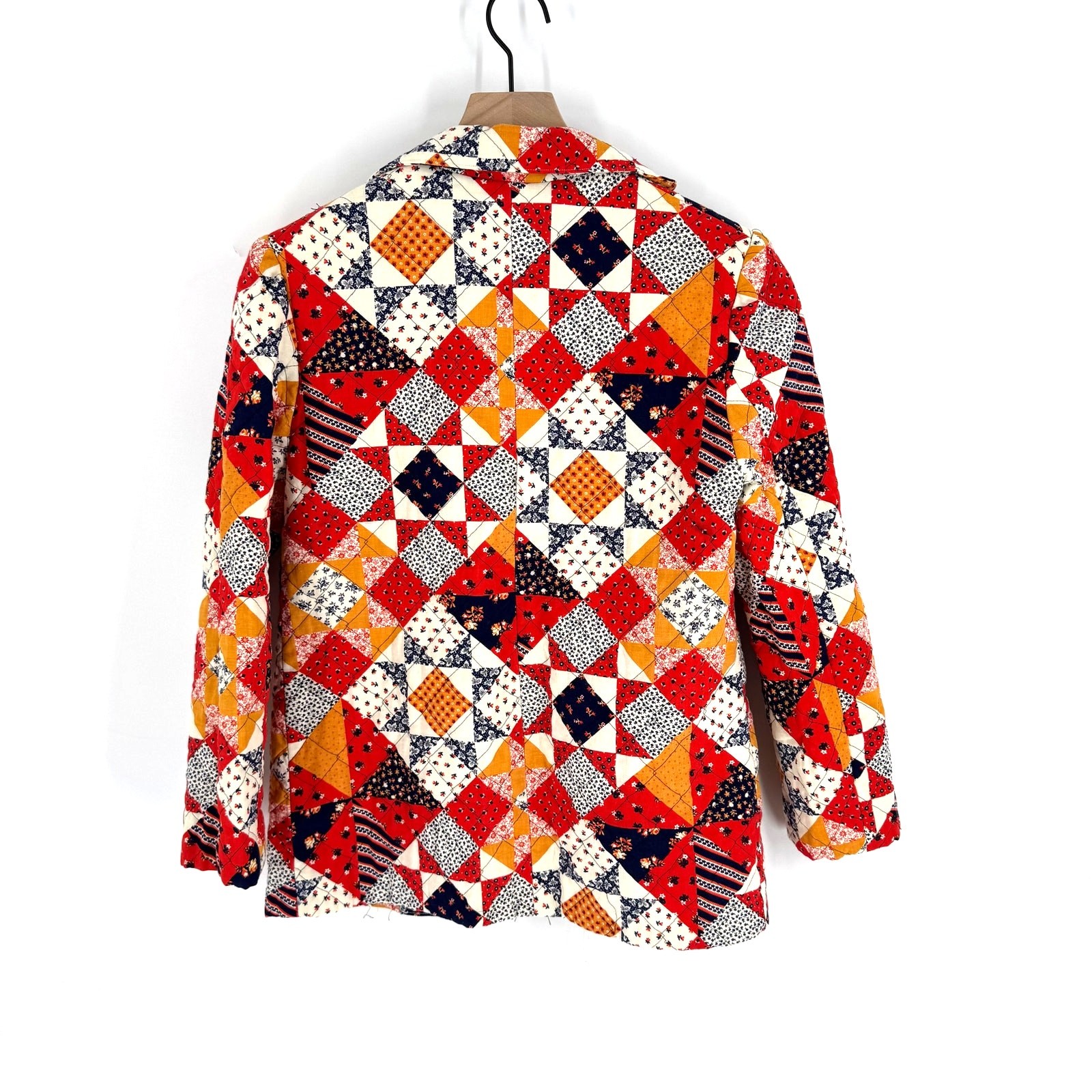 Handmade Quilted Patchwork Blazer Jacket Red Navy… - image 2