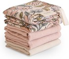 mushie Muslin Organic Cotton Washcloths 5-Pack (Retro Retro Flowers Combo 