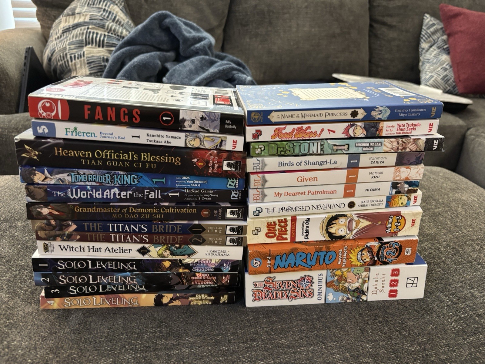 Lote 23 libros manga inglés BL Danmei Manwha solo nivelación una pieza Naruto