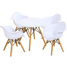 Kids Learning Dining Table Chairs Set w/4 Chairs Solid Construction 5 pieces
