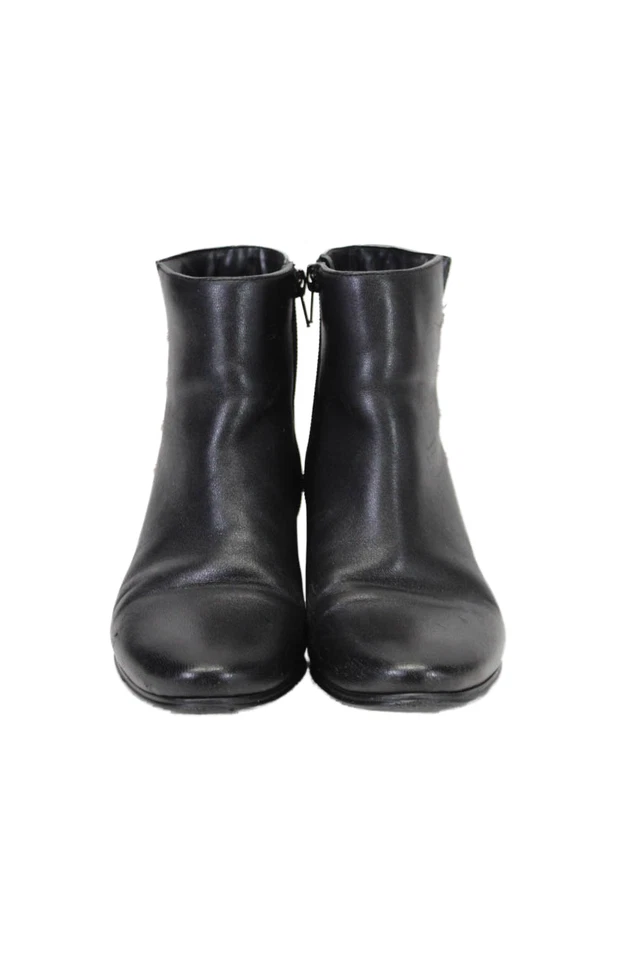 Botines Vaneli para mujer de cuero puntiaguda puntada lateral detallados negros talla 6 Foto 2 de 4