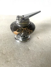 Vintage  MCM Atomic style Ronson Black Streaked Marble & Chrome Table Lighter