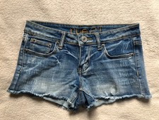Rue21 Distressed Blue Stretch Denim Low Rise Jean Shorts Size 0/1
