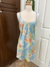 VTG OSCAR DE LA RENTA Satiny Nightgown Hawaiian Floral Slip Dress Feminine L