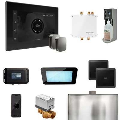 Mr Steam Bliss Max Steam Ctrl-Pkg w/iSteamX Ctrl-Steamhead-Blk SatinSteel