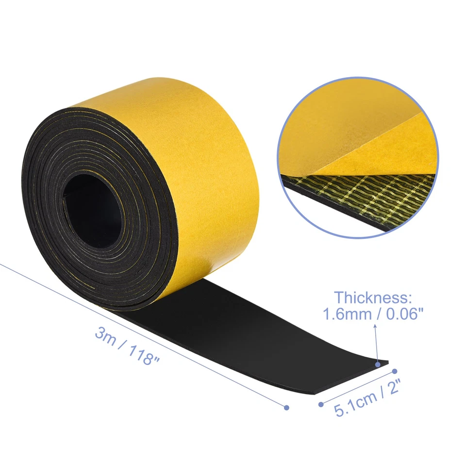 Adesivo Neoprene Gomma Strisce Foglio 2" Largox118" Lunghex0,06" Spessa 1pz - Immagine 2 di 4