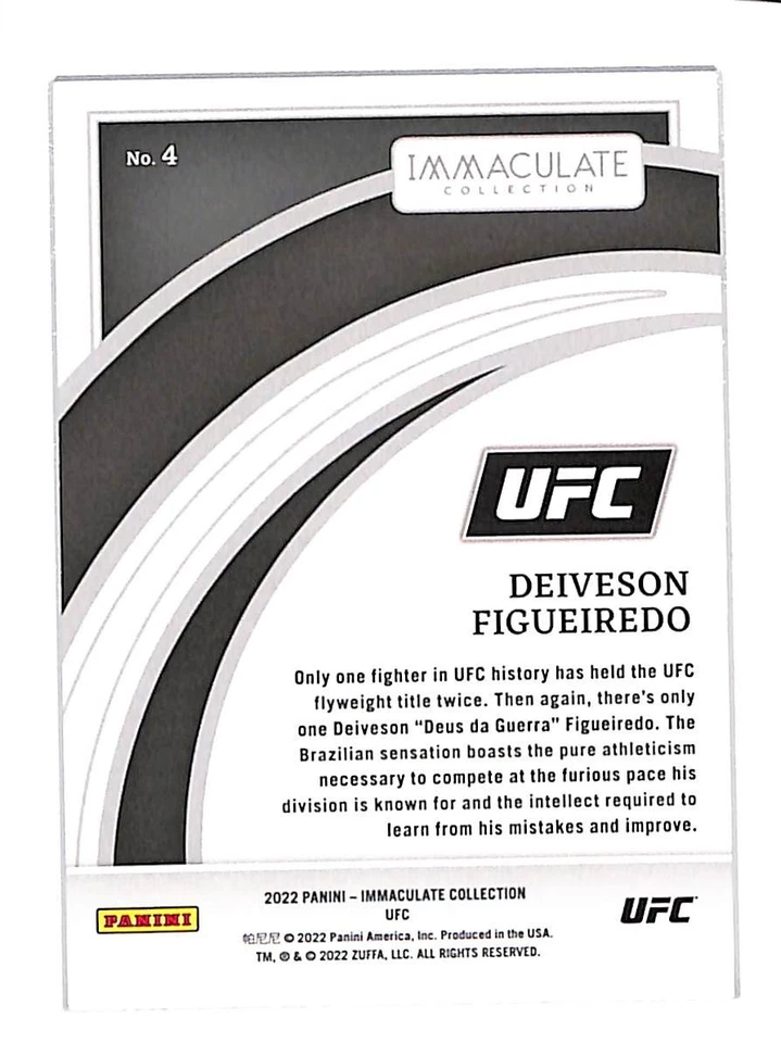 2022 PANINI IMMACULATE UFC #4 DEIVESON FIGUEIREDO RED 12/25 - Image 2 of 2