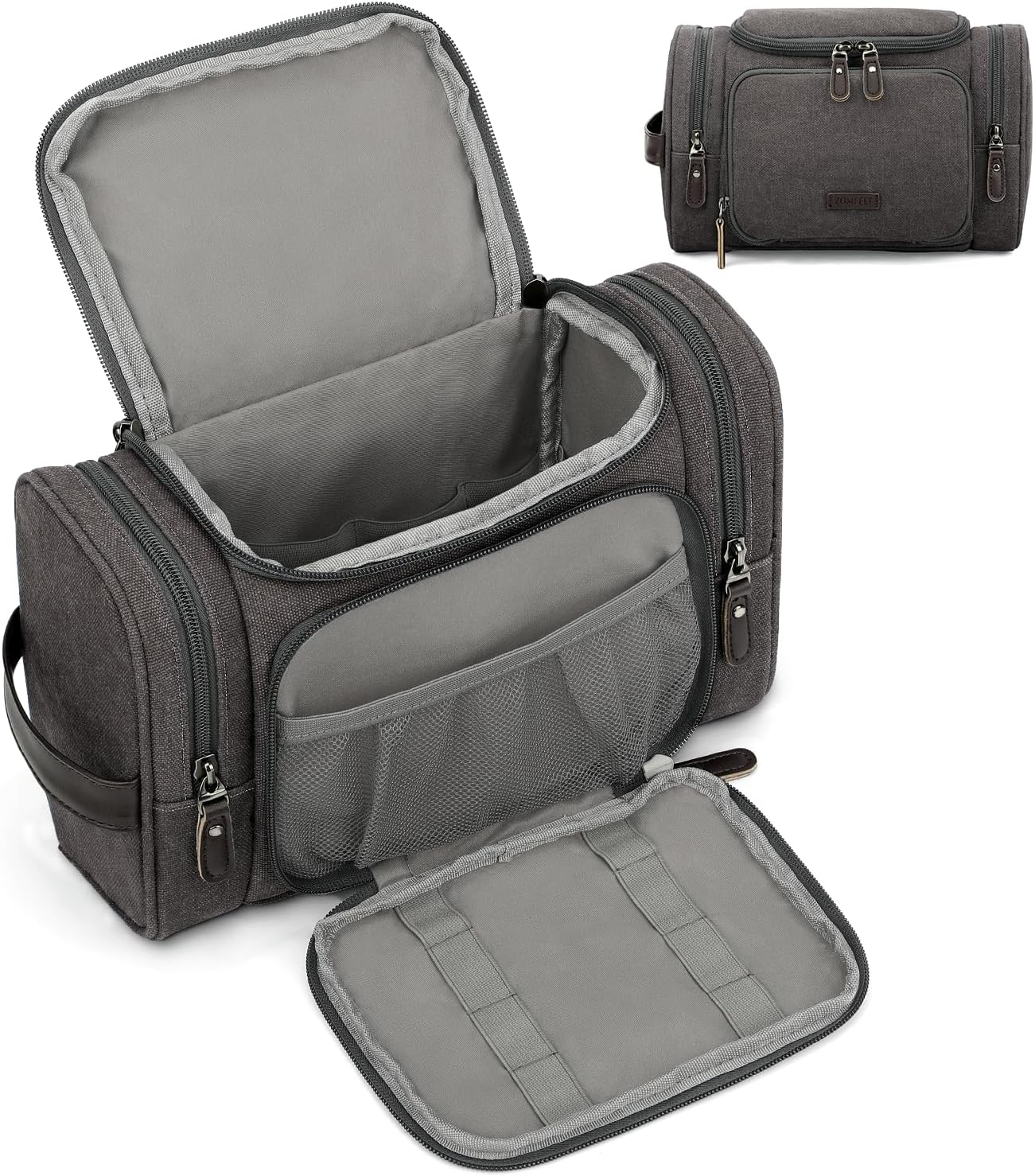 Men's Water-Resistant Canvas Dopp Kit with Wet Compartment