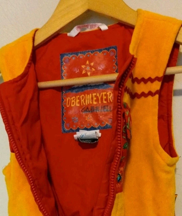Vintage Obermeyer Kids Ski Snow Bib Overalls Red Yellow Size 4 Winter Gear - Image 4 of 4