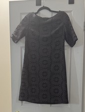 Adrianna Papell Women's Short Sleeve Charcoal Lace Midi Size 4