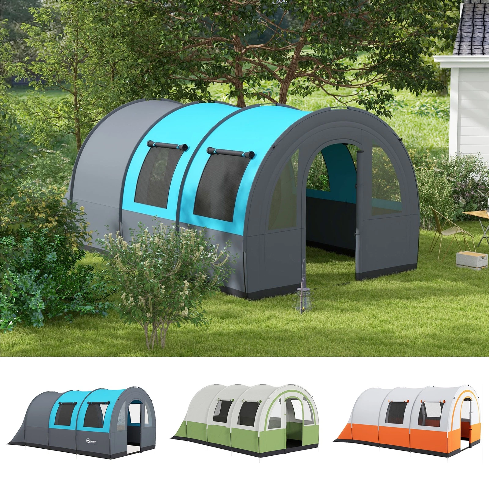 3000mm Waterproof Camping Tent, Large Family Tent for 5-6 Man