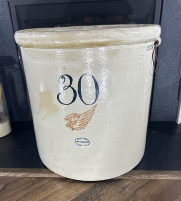 Antique Red Wing 30 Gallon Crock   Pat. 1915  No Cracks/Chips- Vintage Stoneware