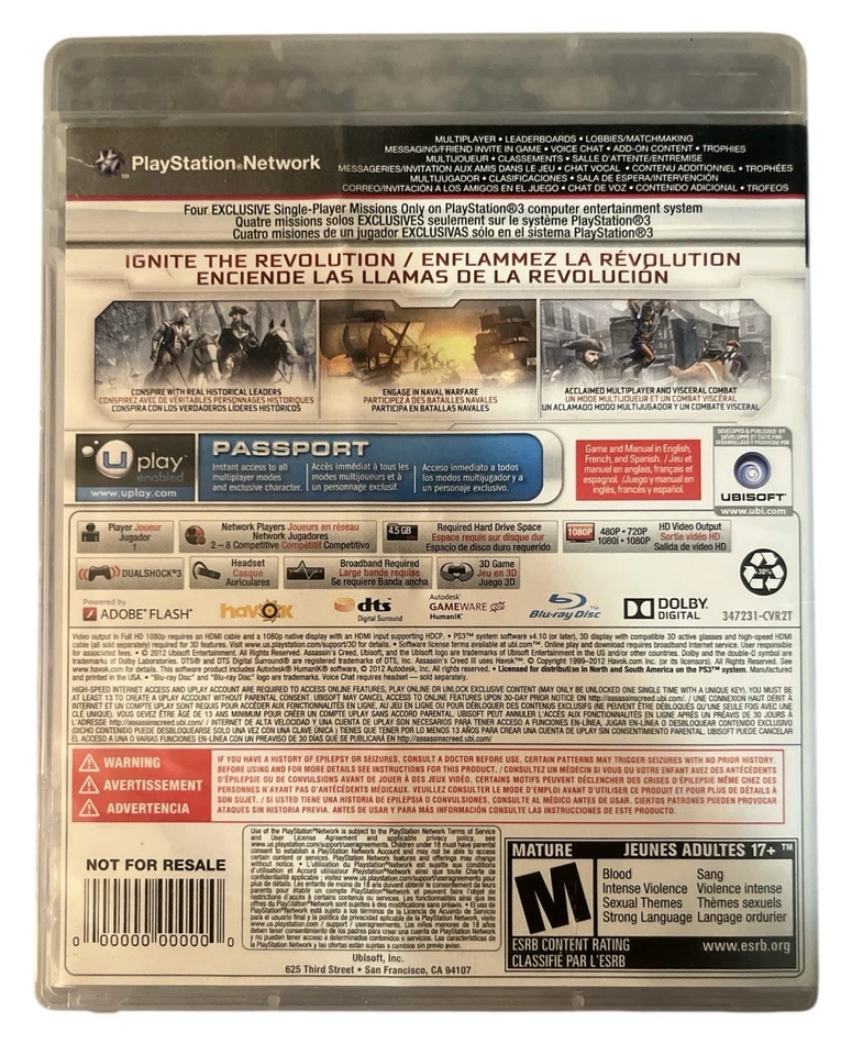 Sony Playstation 3 Assassin’s Creed III 3 Tested Complete With Manual - Image 2 of 4