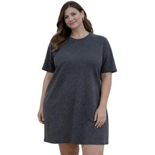 ZARA Women's Dress Size L Gray Short Sleeve Shift Dress Minimalist Casual