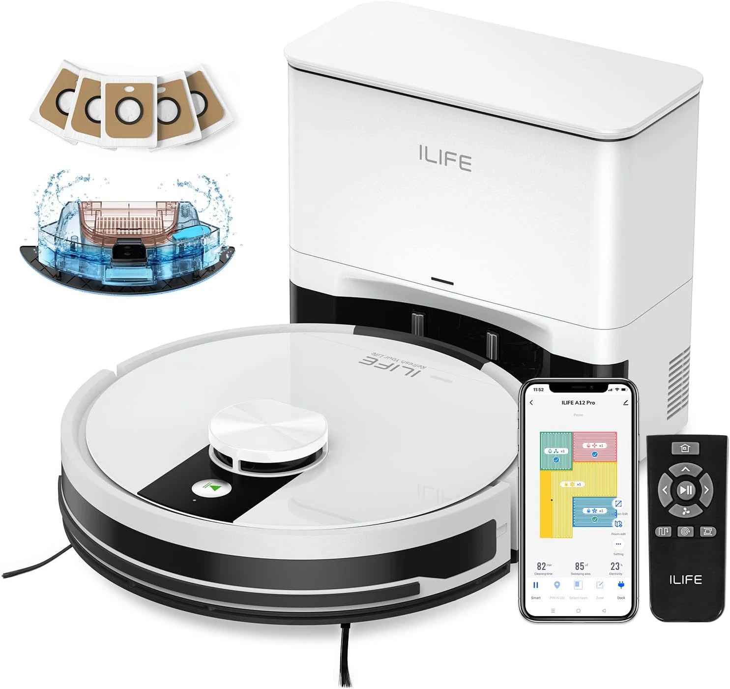 A12 Pro Robot Vacuum & Mop Combo with Self-Emptying Station & Lidar Navigation