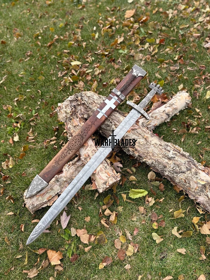 Handmade Damascus Sword With Scabbard 38 Inch Long - Image 3 of 4